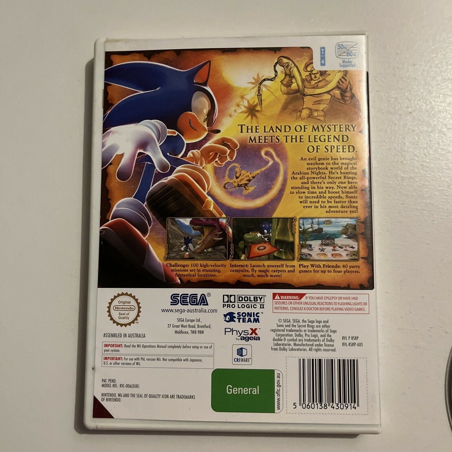 Sonic And The Secret Rings - Nintendo Wii Game Nintendo PAL COMPLETE With Manual