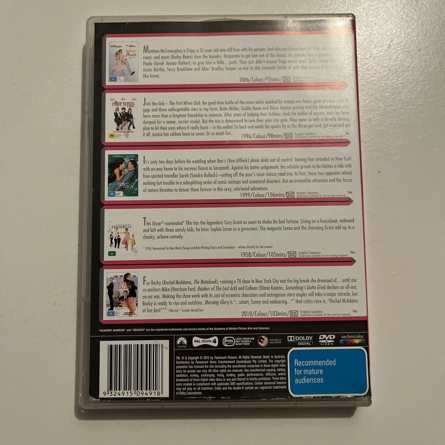 Failure To Launch / First Wives Club / Forces Of Nature/ Houseboat/Morning Glory
