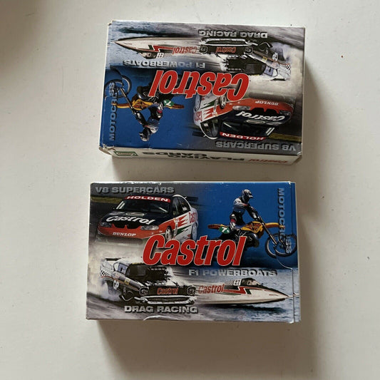 2x Castrol Playing Cards - V8 Supercars, F1 Powerboats, Drag Racing