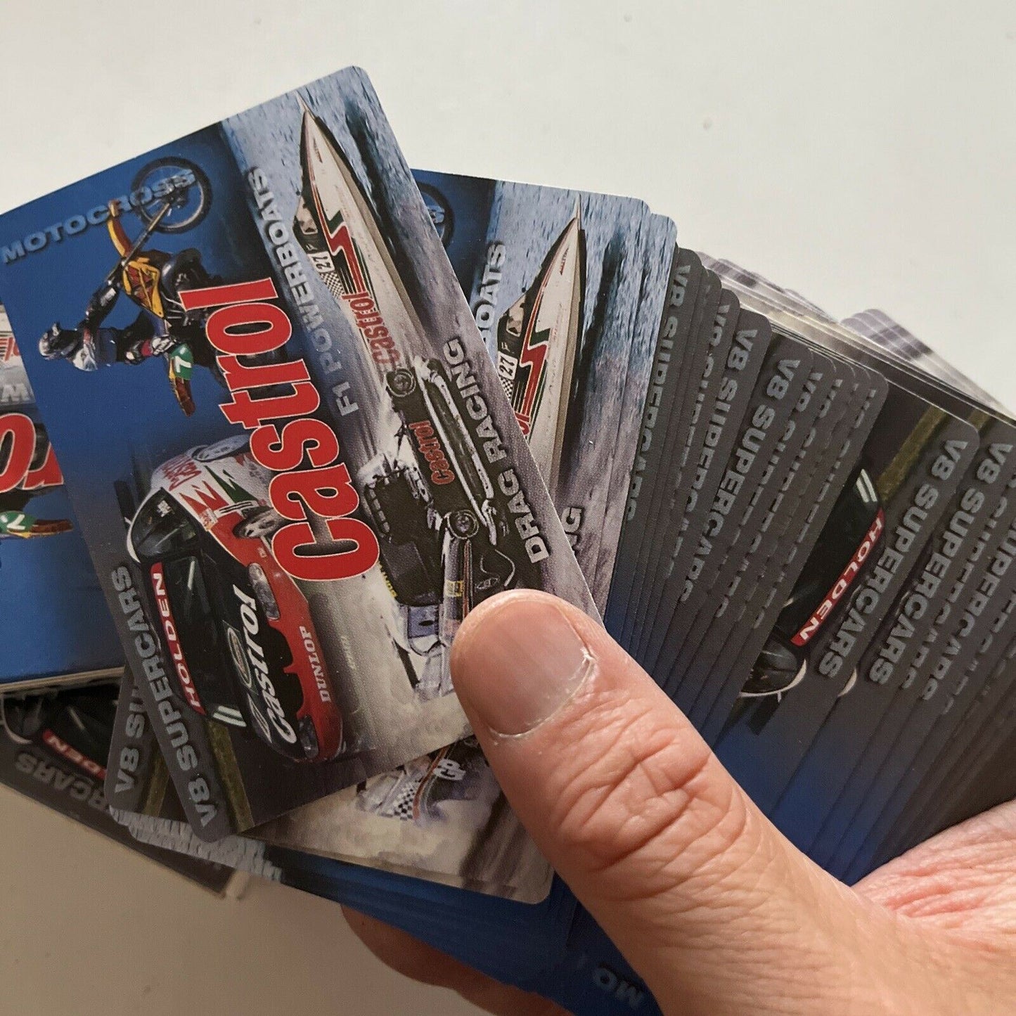 2x Castrol Playing Cards - V8 Supercars, F1 Powerboats, Drag Racing