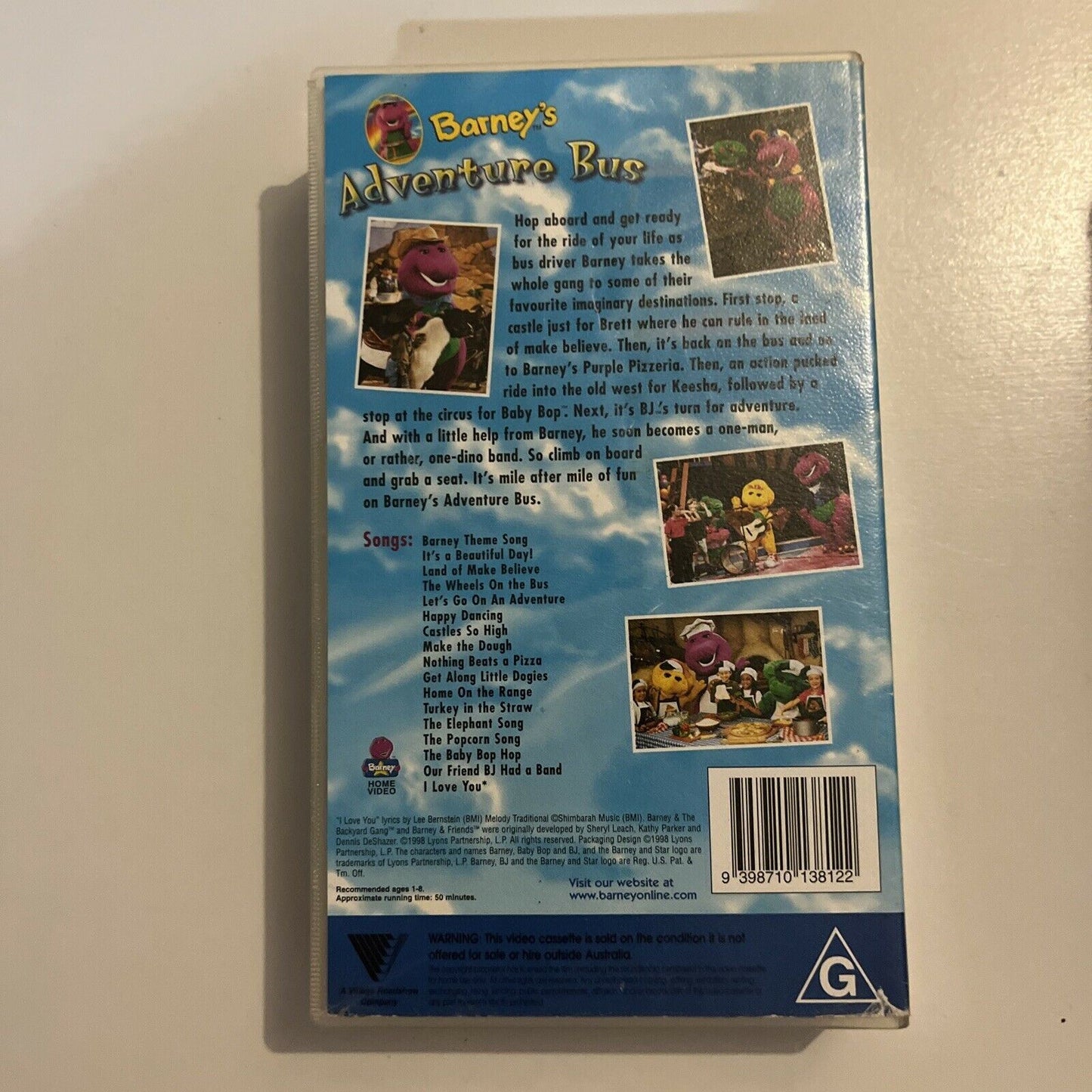 Barney’s Adventure Bus - Featuring 17 Favourite Barney Songs (VHS, 1998) PAL