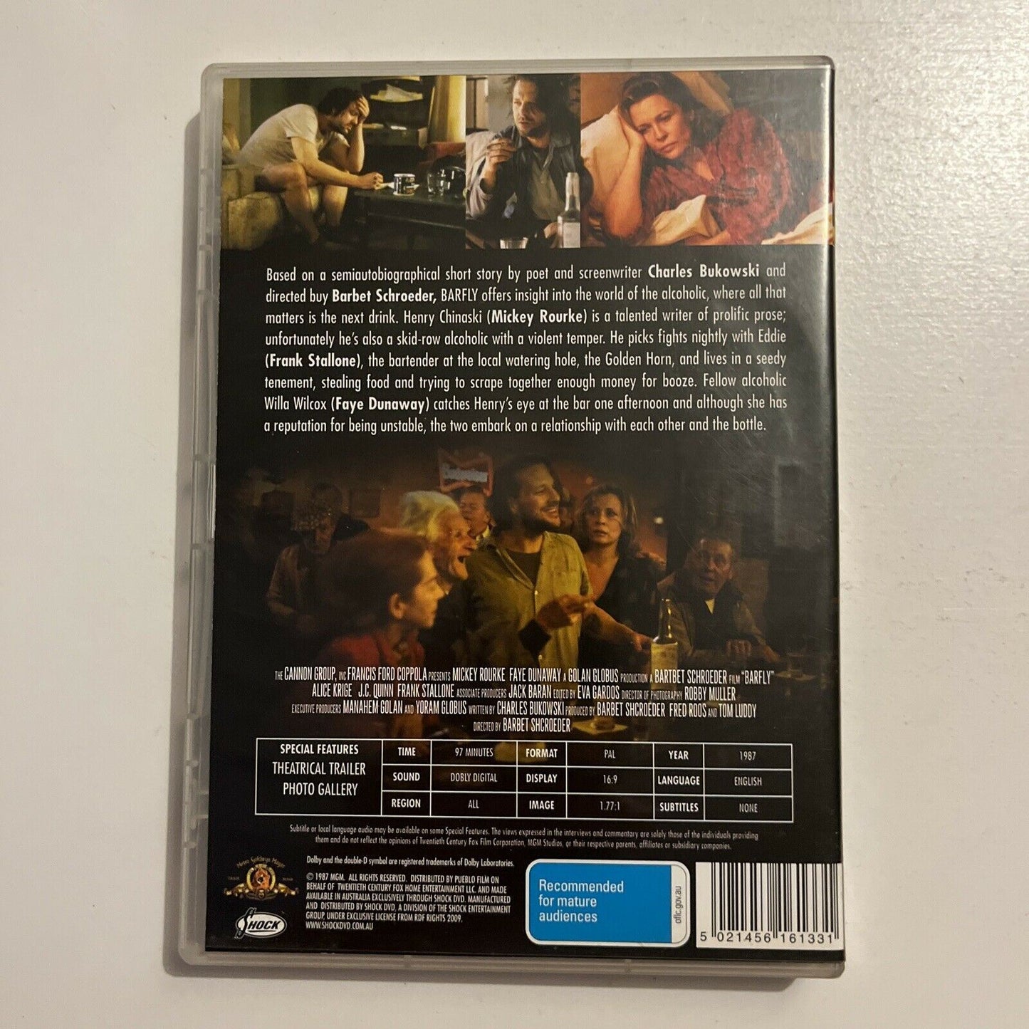 Barfly (DVD, 1987) Mickey Rourke, Faye Dunaway. All Regions