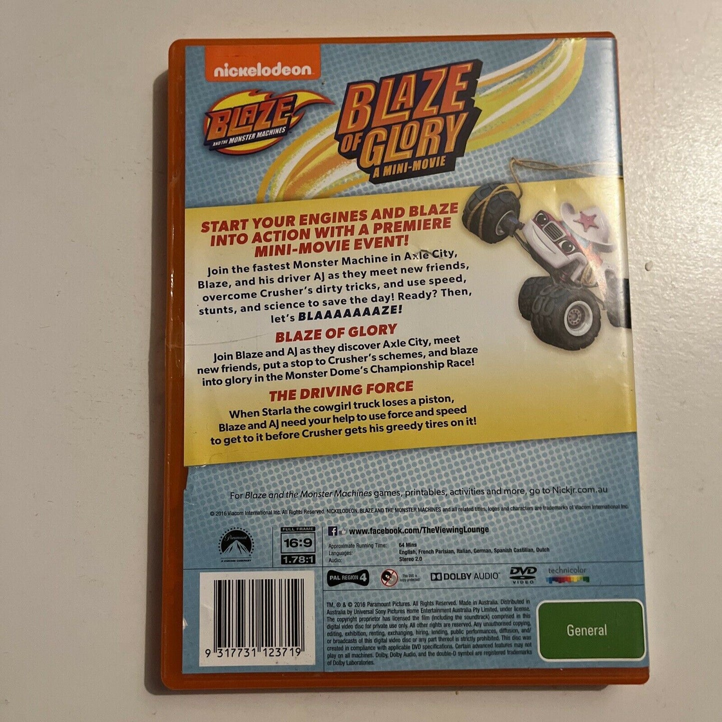 The Blaze And The Monster Machines - Blaze Of Glory (DVD, 2016) Region 4