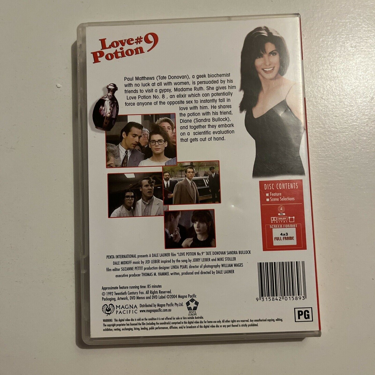 Love Potion No. 9 (DVD, 1992) Tate Donovan, Sandra Bullock. Comedy Film.Region 4