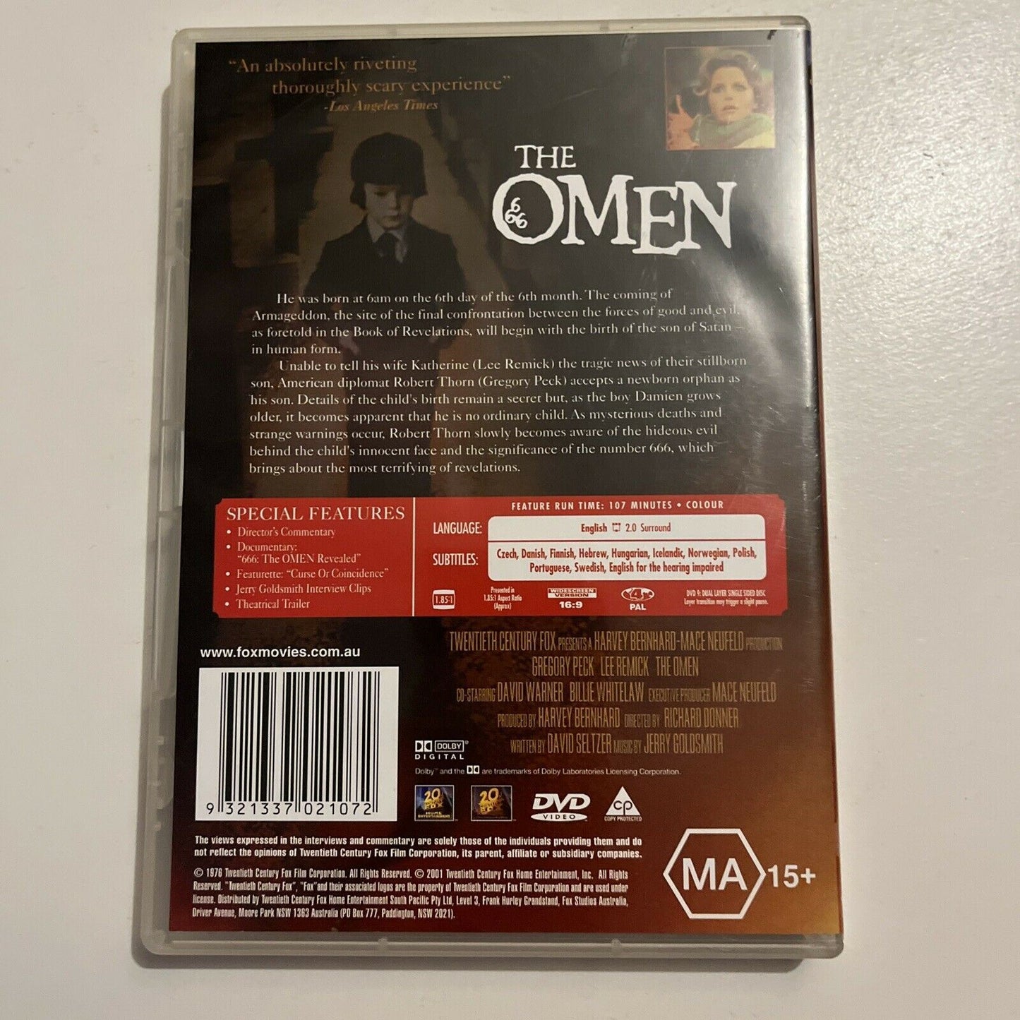 The Omen - 25th Anniversary Edition (DVD, 1976) Gregory Peck, Lee Remick Region4