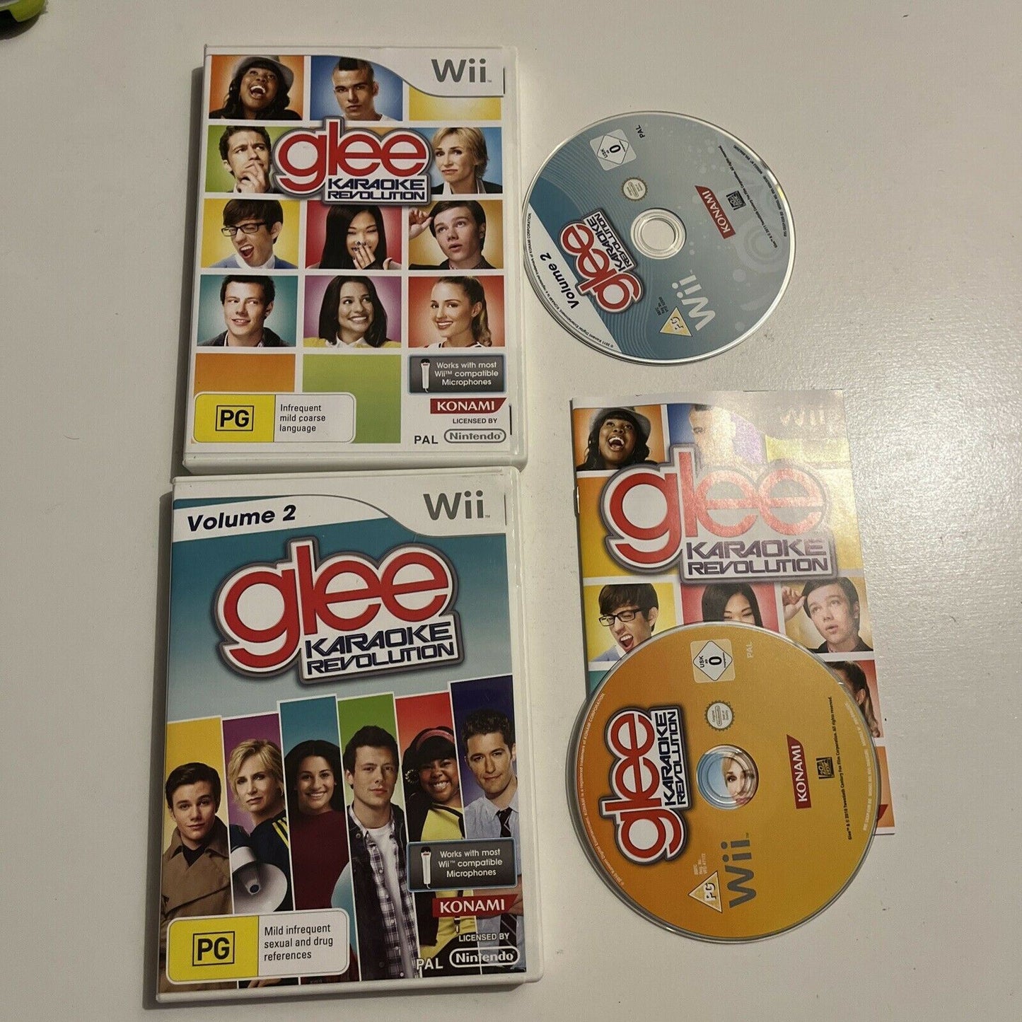 Glee Karaoke Revolution - Volume 1 & 2 for Nintendo Wii/Wii U PAL Game w/ Manual