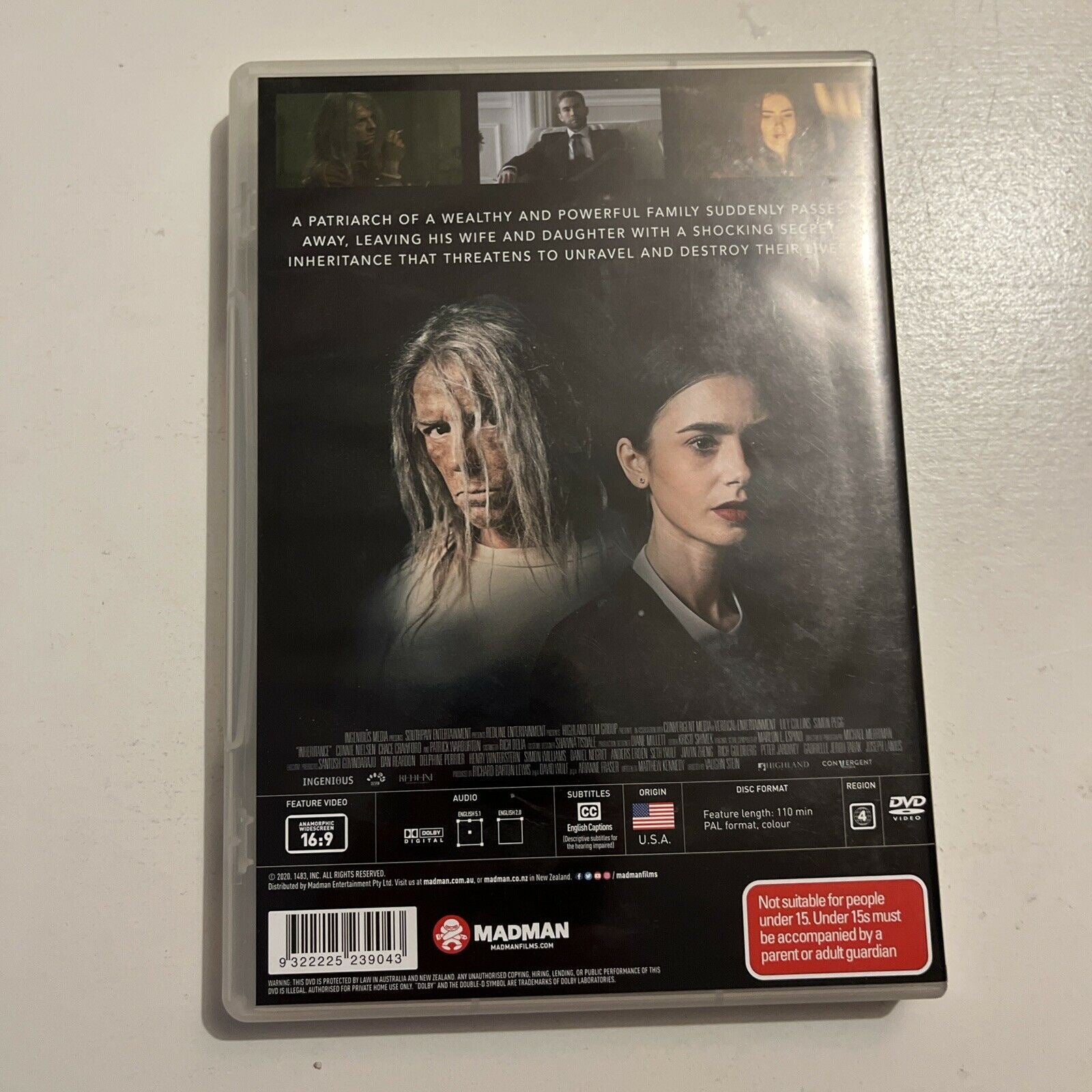 Inheritance (DVD, 2020) Lily Collins, Simon Pegg, Connie Nielsen. Regi ...