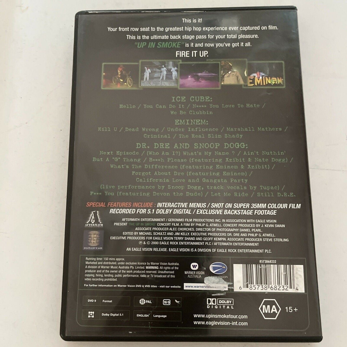 The Up In Smoke Tour (DVD, 2000) Ice Cube, Doctor Dre, Eminem All Regions