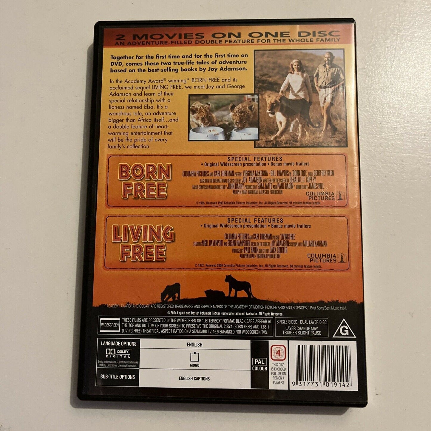 Born Free / Living Free (DVD, 1972) Region 4