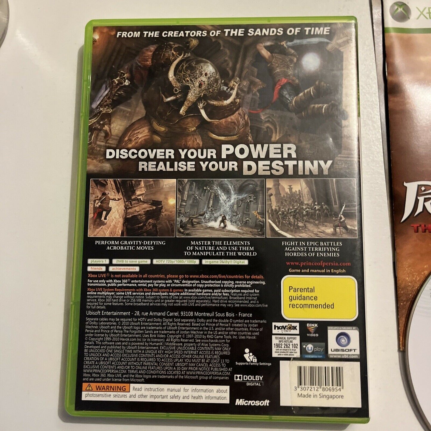 Prince of Persia: The Forgotten Sands (Microsoft Xbox 360 PAL, 2010) With Manual