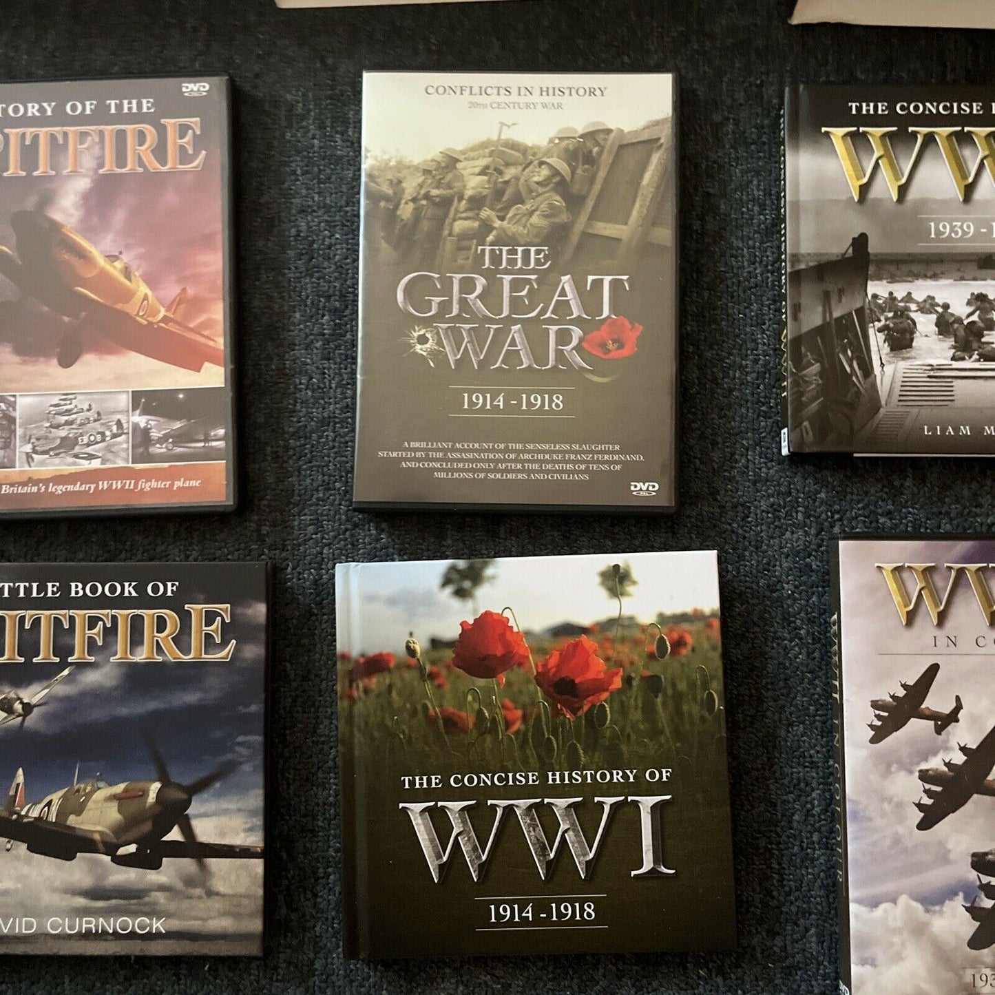 3x Book & DVD Commemoration: Spitfire / WWI / WWII In Colour
