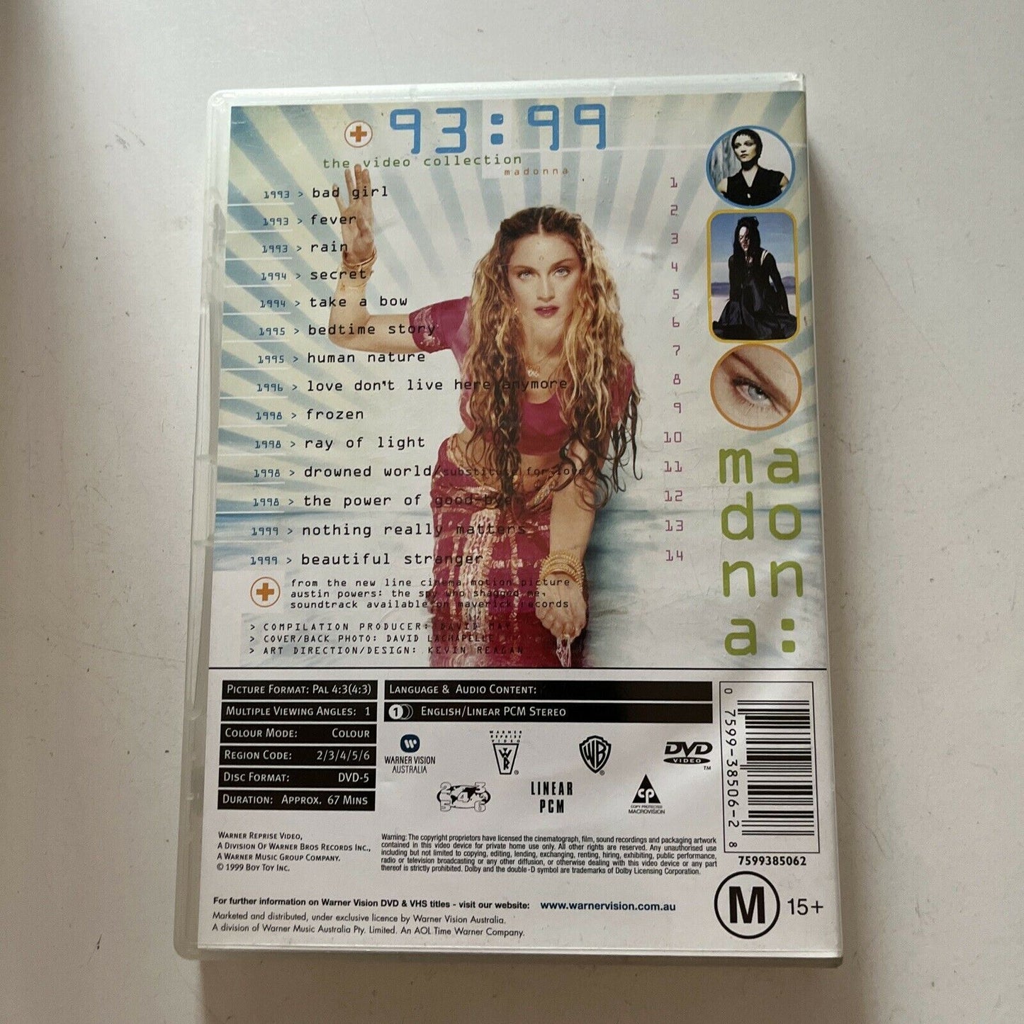 MADONNA - The Video Collection 1993-1999 (DVD, 1999) Region 4&2