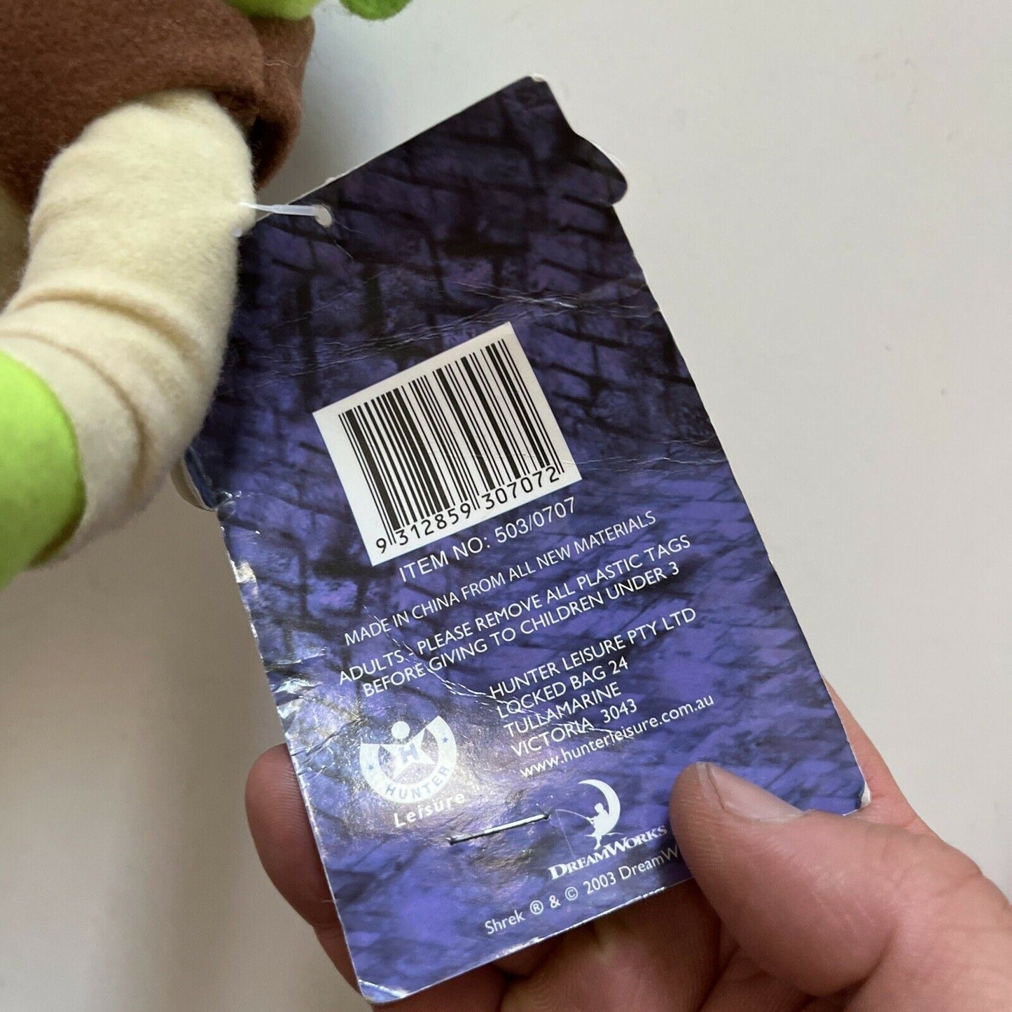 Shrek 7" Push Toy DreamWorks 2003 With Tag
