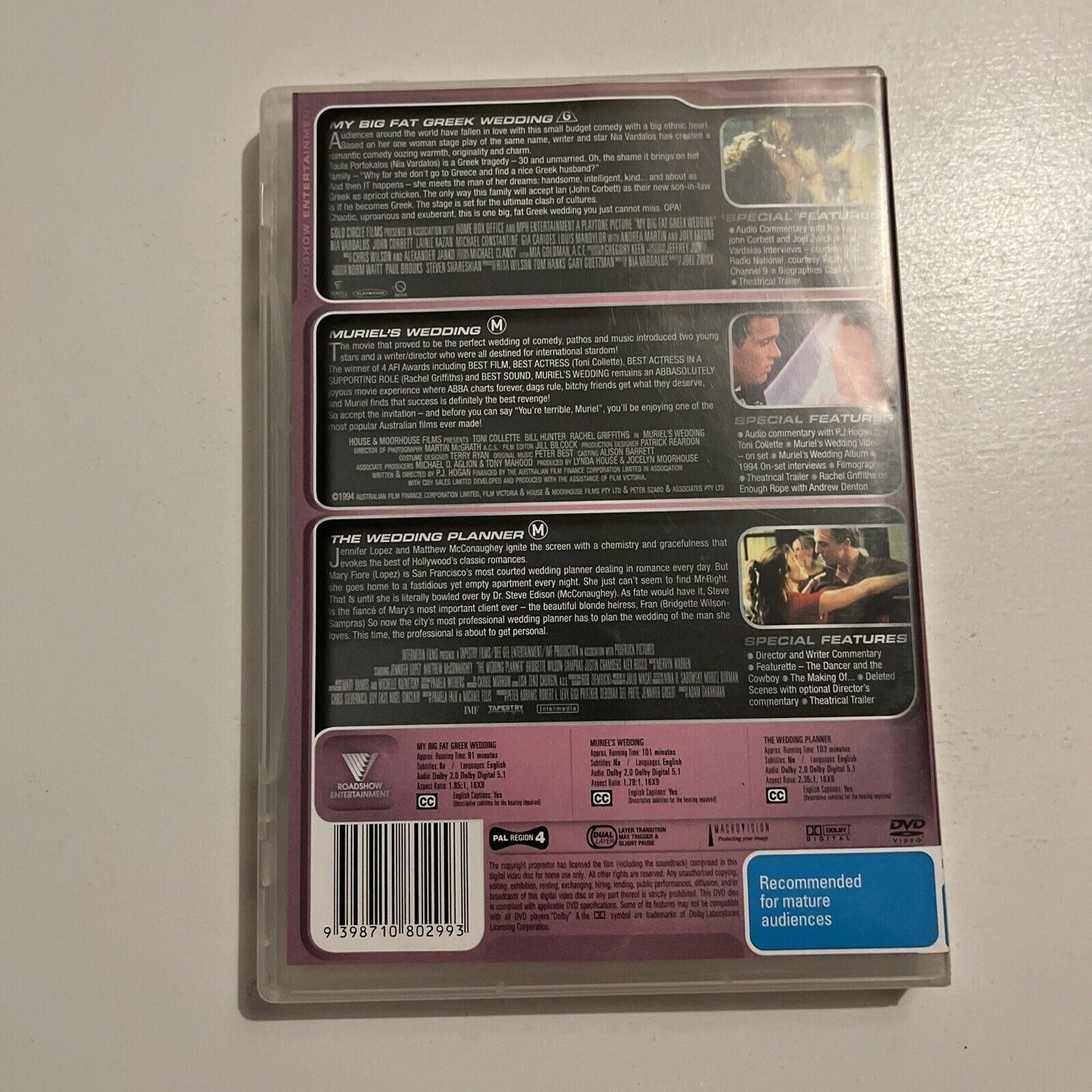 My Big Fat Greek Wedding / Muriel's Wedding / The Wedding Planner DVD Region 4