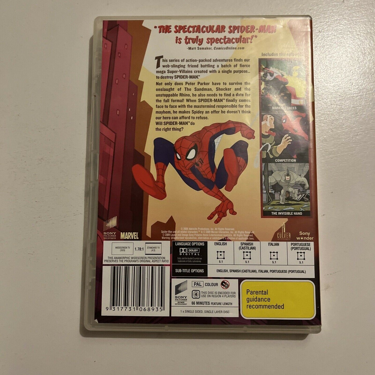 The Spectacular Spider-man : Vol 1 & 2 (DVD, 2008, 2-Disc) Region 4