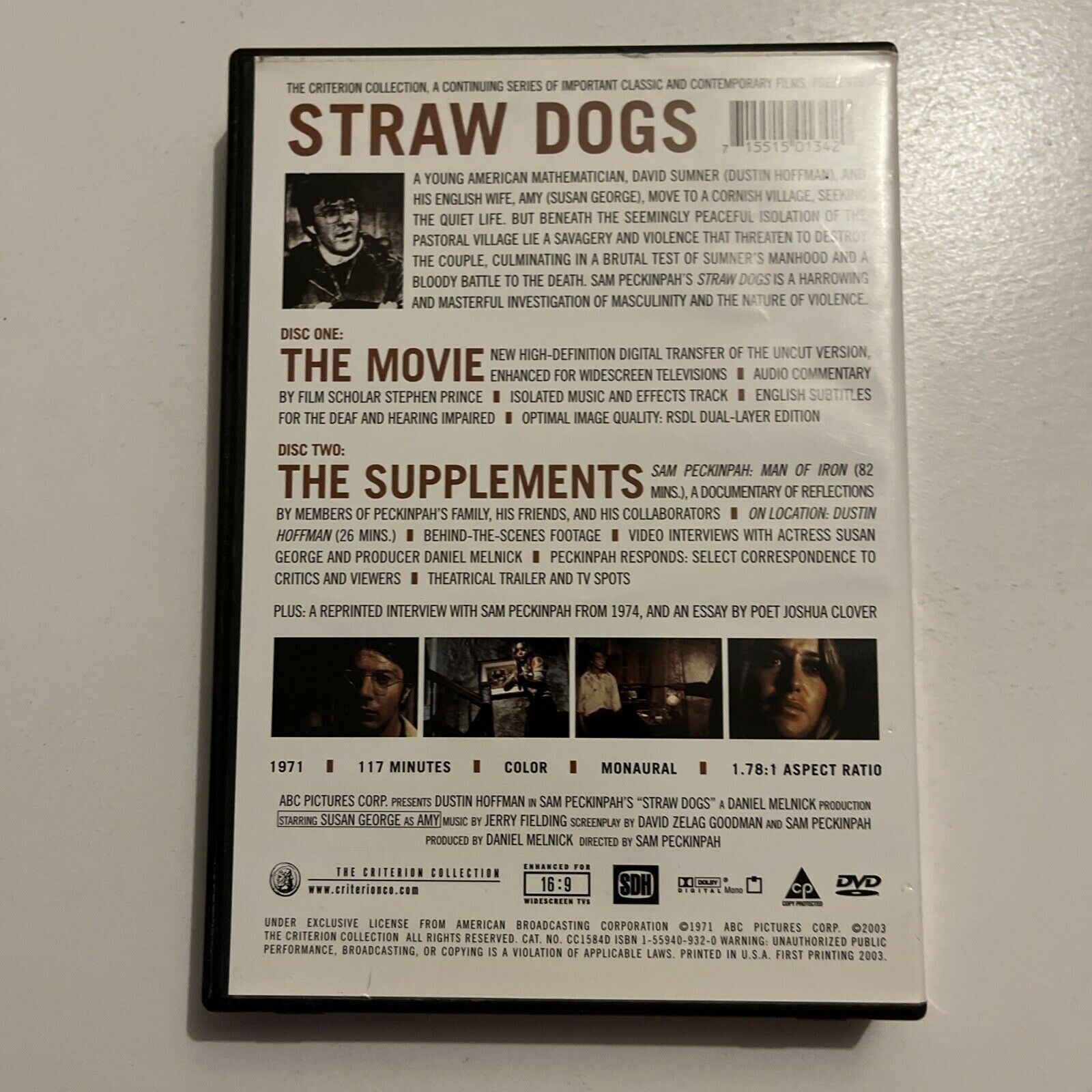 The Criterion Collection Straw Dogs By Sam Peckinpah (DVD, 1971, 2