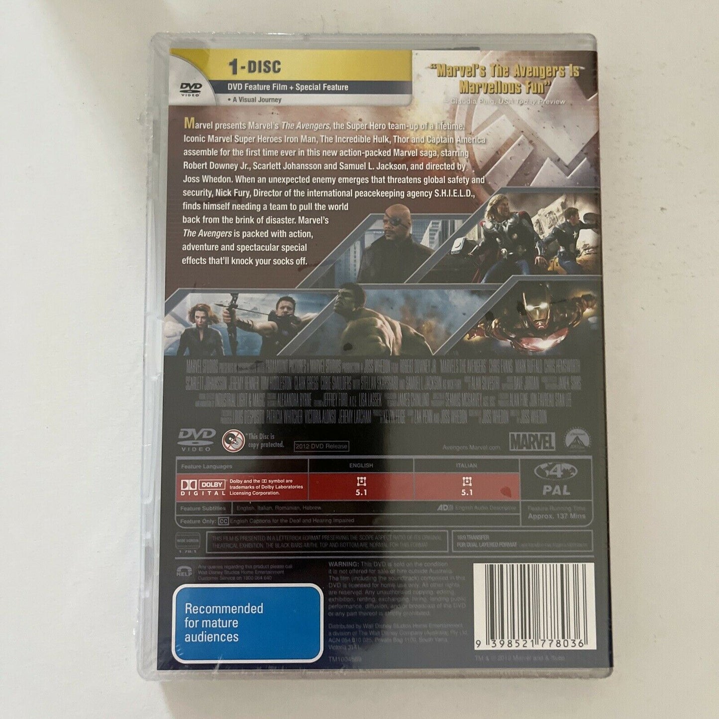 *New Sealed* The Avengers (DVD, 2012) Robert Downey Jr., Chris Evans Region4