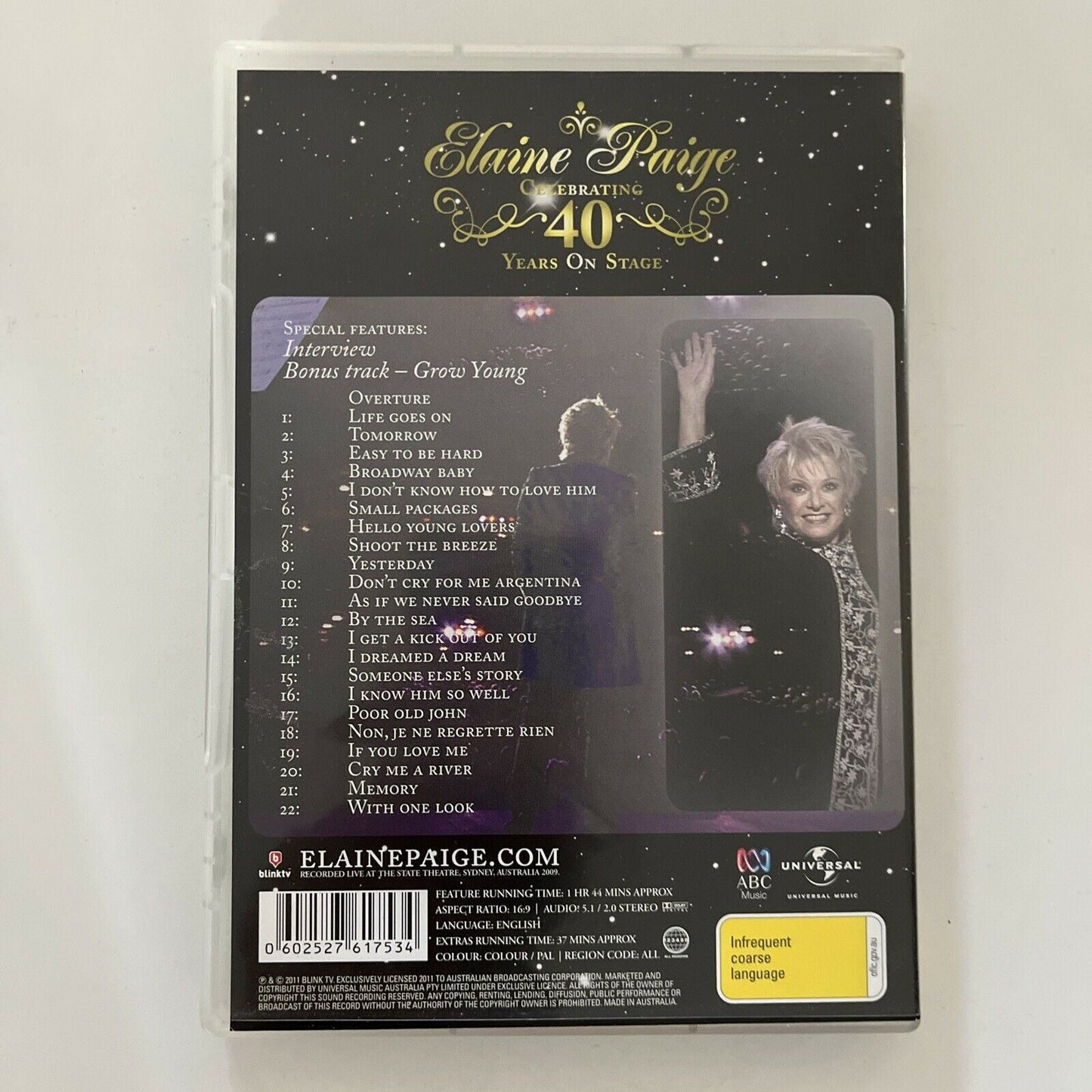 Elaine Paige - Celebrating 40 Years On Stage (DVD, 2011) All Regions