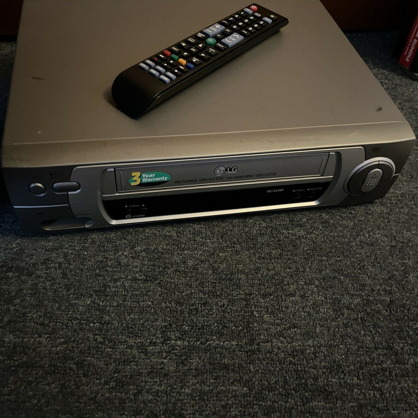 LG BC483W Video Cassette Recorder VCR NTSC/PAL Playback With Remote