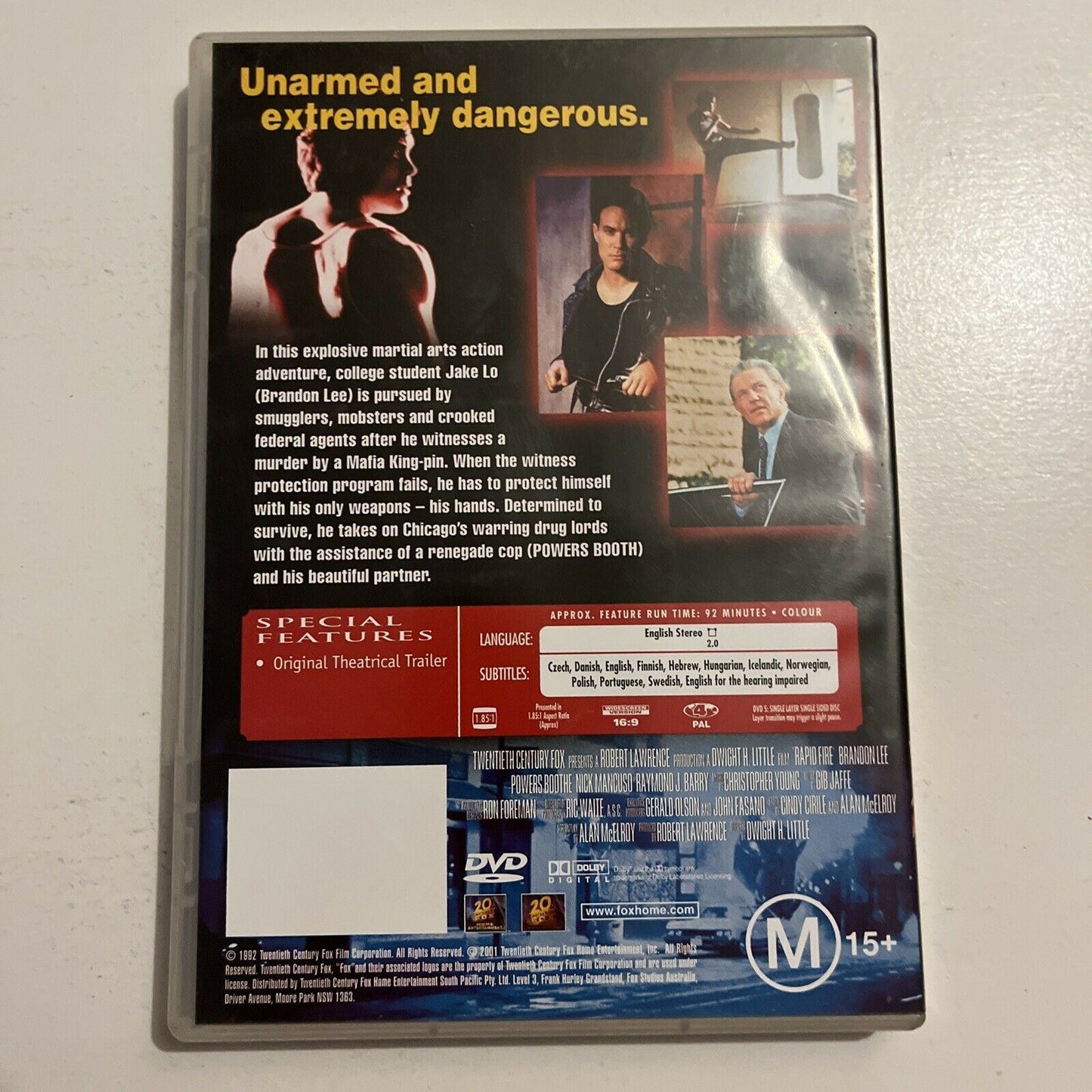 Rapid Fire (DVD, 1992) Brandon Lee, Powers Boothe. Region 4