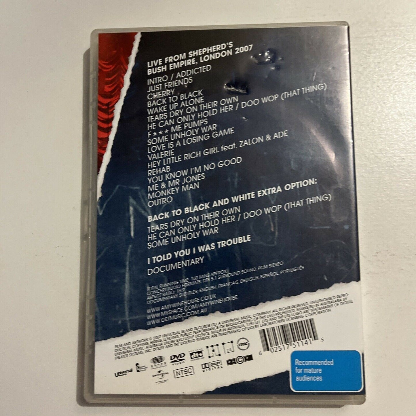 Amy Winehouse: I Told You I Was Trouble - Live in London (DVD, 2007) All Regions