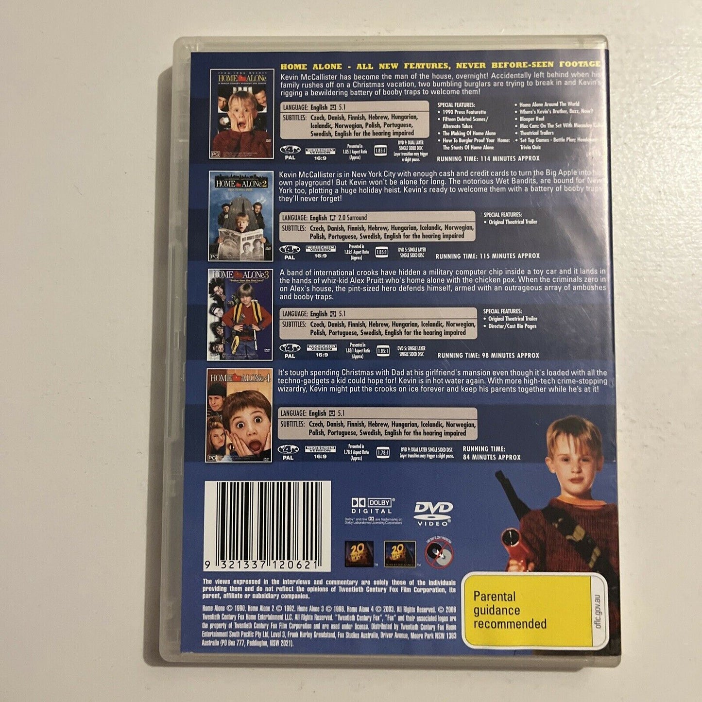 Home Alone 1,2,3,4 Family Collection (DVD, 1998, 4-Disc) Region 4