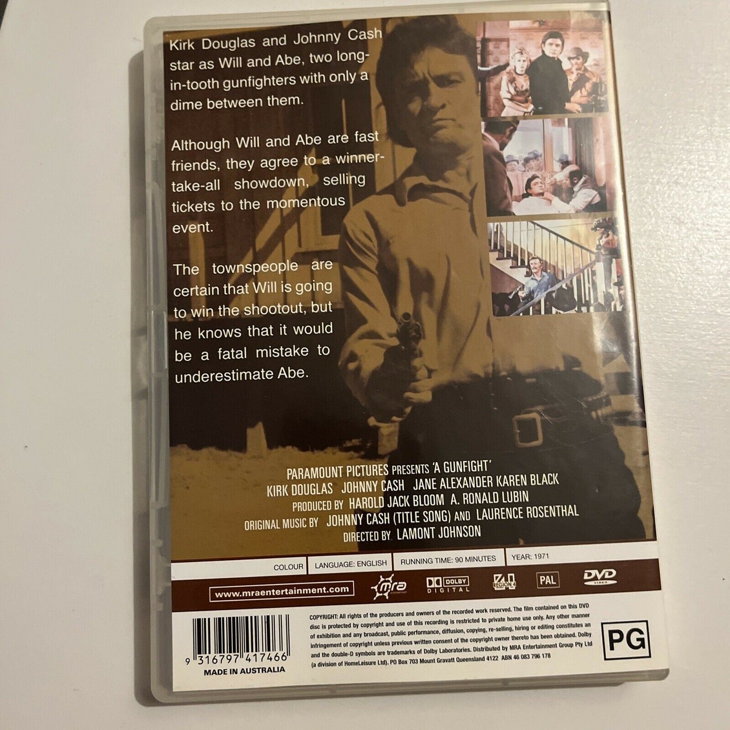 A Gunfight (DVD, 1971) Kirk Douglas, Johnny Cash. Region 4