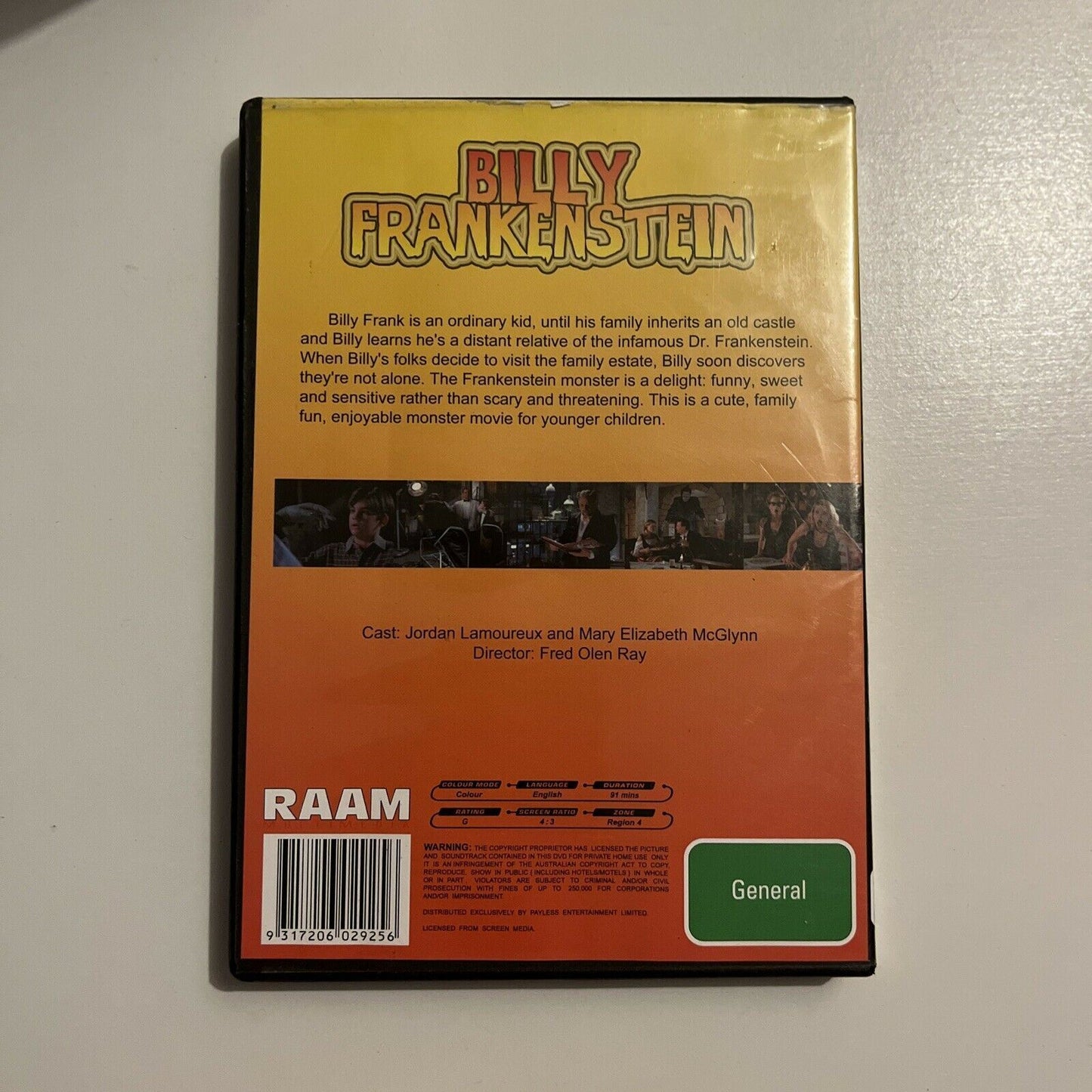 Billy Frankenstein (DVD, 1998) Jordan Lamoureux. All Regions