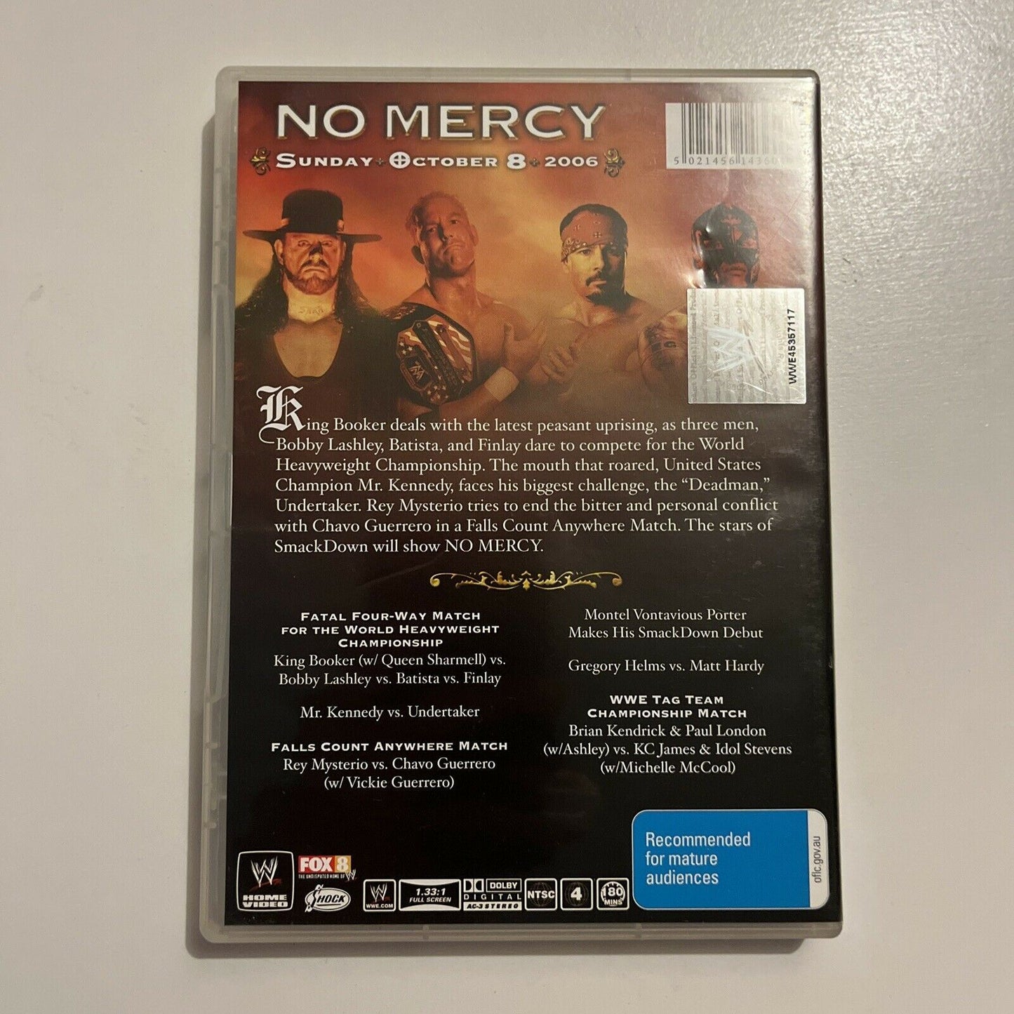 WWE - No Mercy (DVD, 2006) Dave Bautista, Chris Benoit, Darren Matthews Region 4