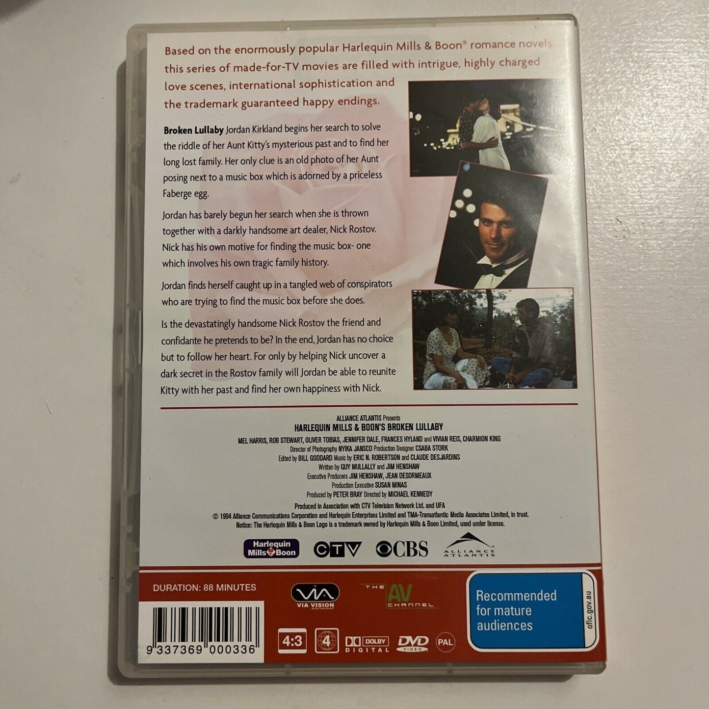 Mills & Boon - Broken Lullaby (DVD, 1994) Mel Harris, Rob Stewart Region 4