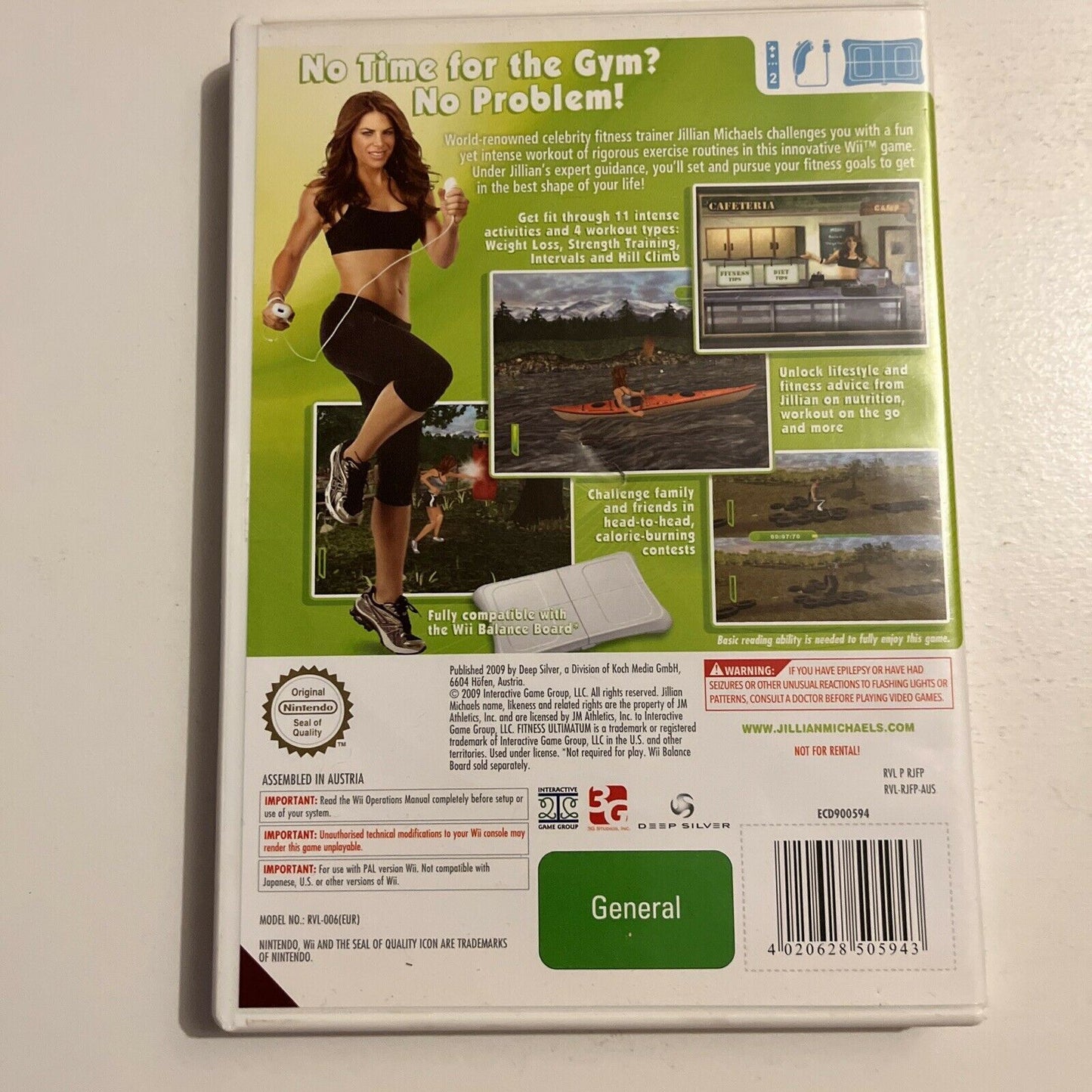 Jillian Michaels Fitness Ultimatum 2009 - Nintendo Wii Game With Manual PAL