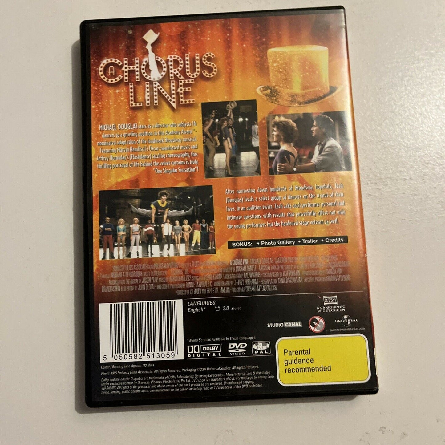 A Chorus Line (DVD, 1985) Michael Blevins, Michael Douglas, Yamil Borges Region4