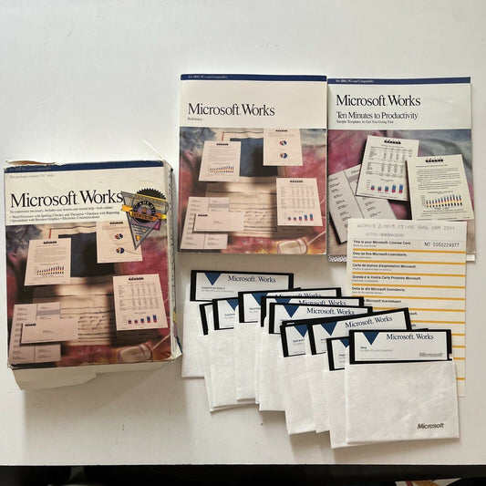 Microsoft Works - Version 2.0 PC 5.25" Floppy Disc With Manual & Box