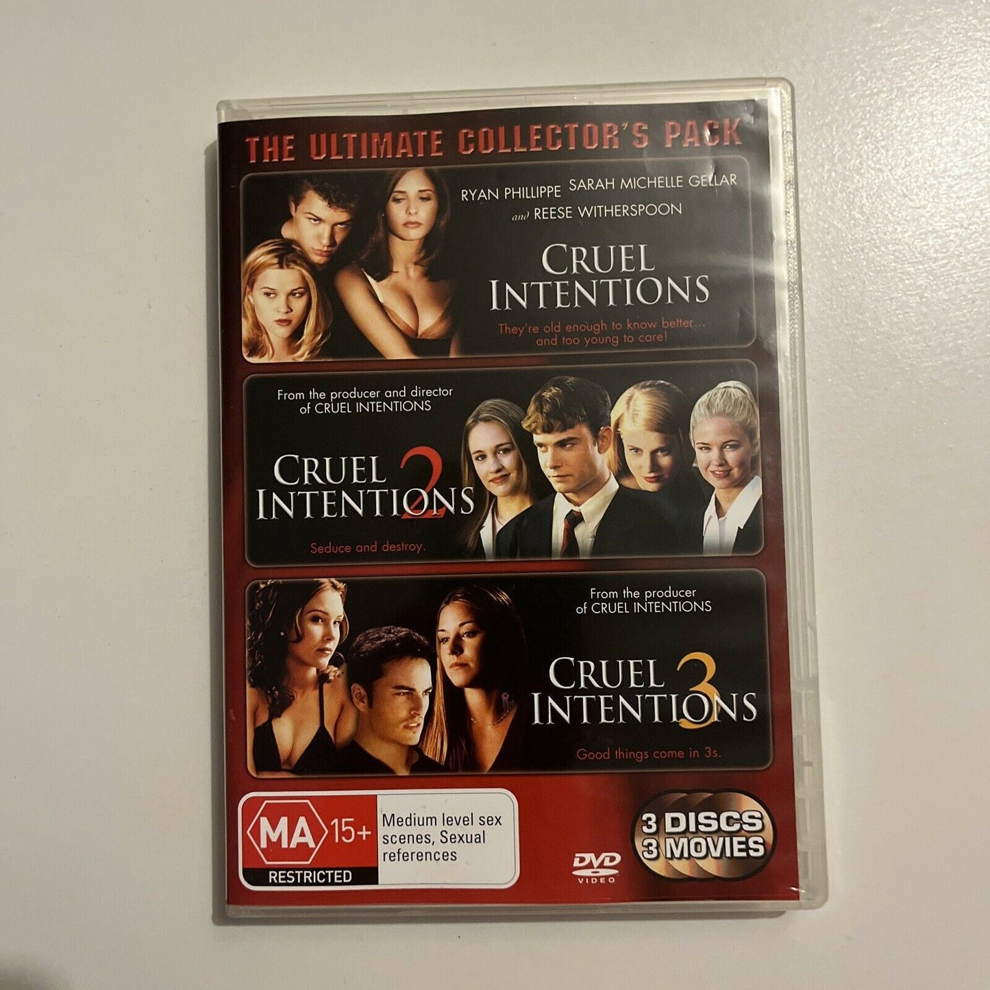 Cruel Intentions 1,2,3 Ultimate Collector's Edition (DVD, 2004, 3-Disc) Region 4