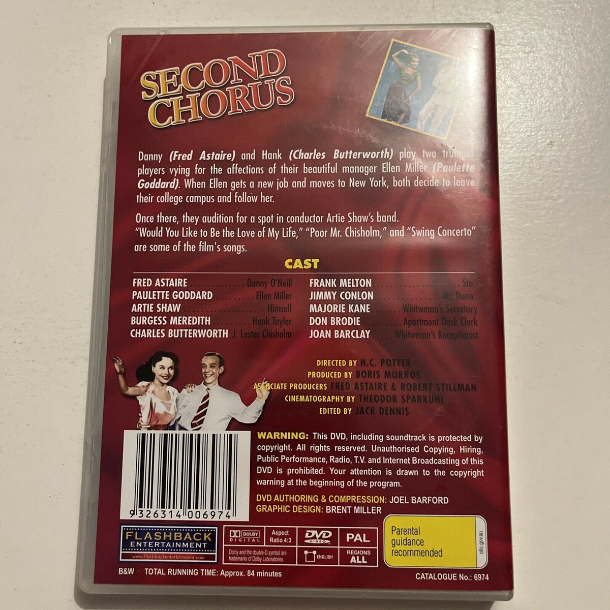 Second Chorus (DVD, 1940) Fred Astaire. All Regions