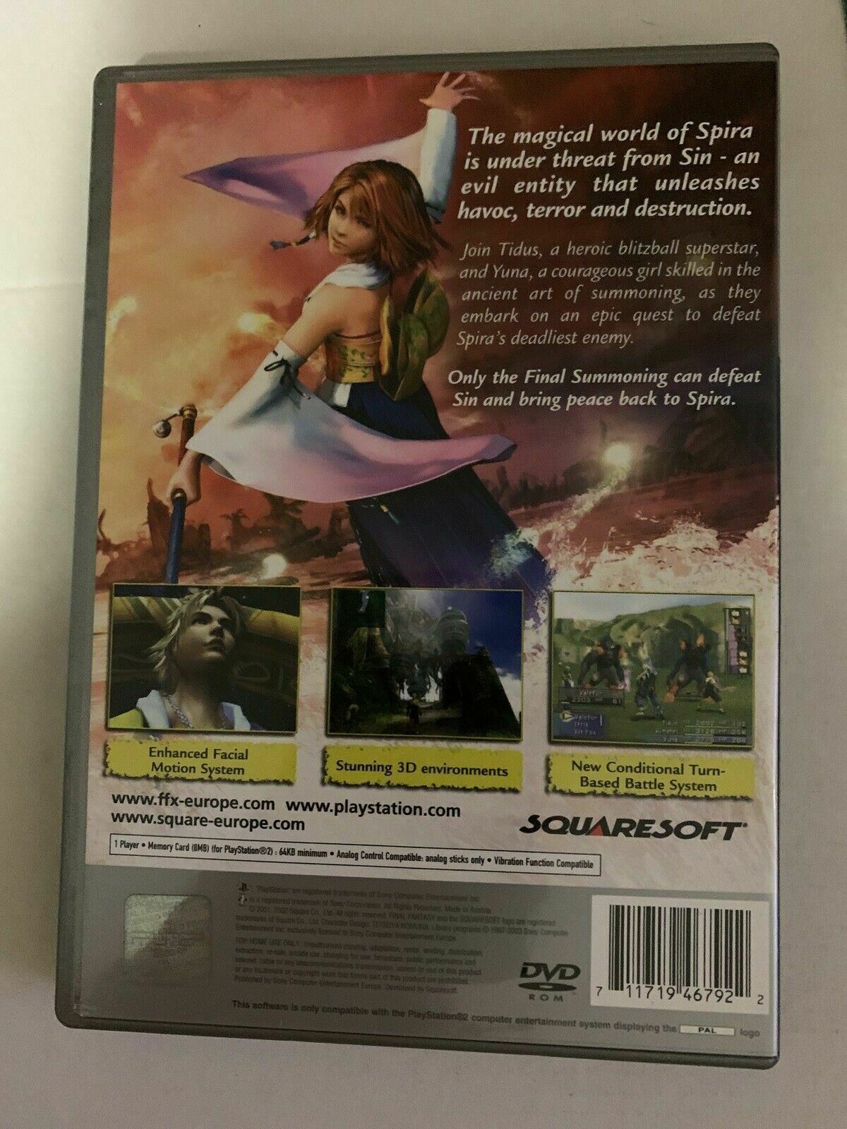 Final Fantasy X - Sony PS2 PlayStation 2 PAL Square RPG Game with Manual