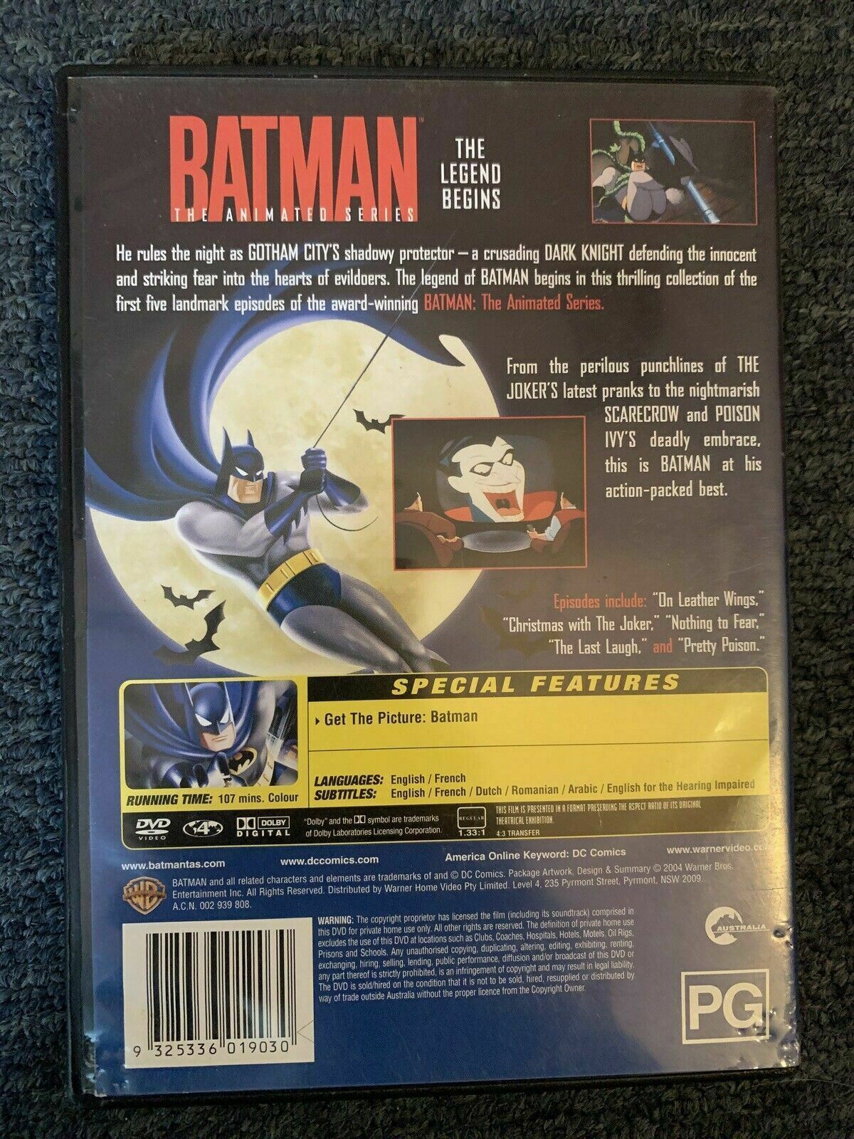 Batman The Animated Series: The Legend Begins (DVD, 2004) Region 4