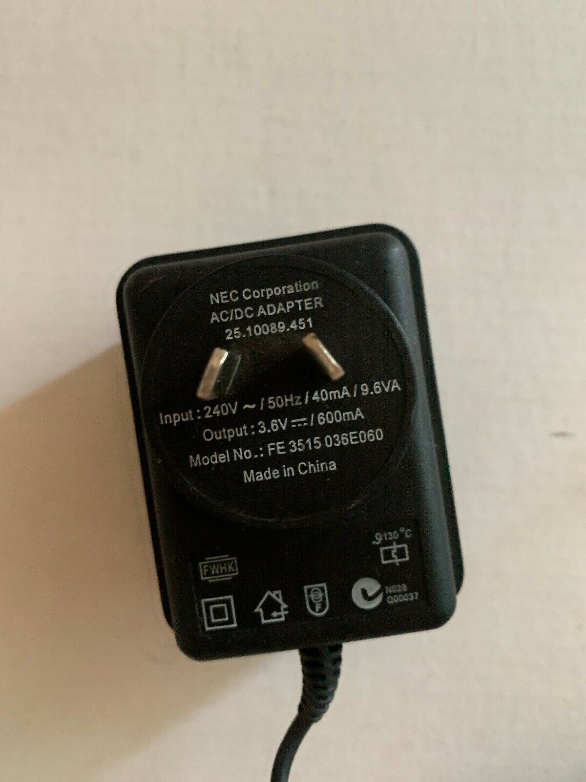 Genuine NEC FE 3515036E060 AC Adapter