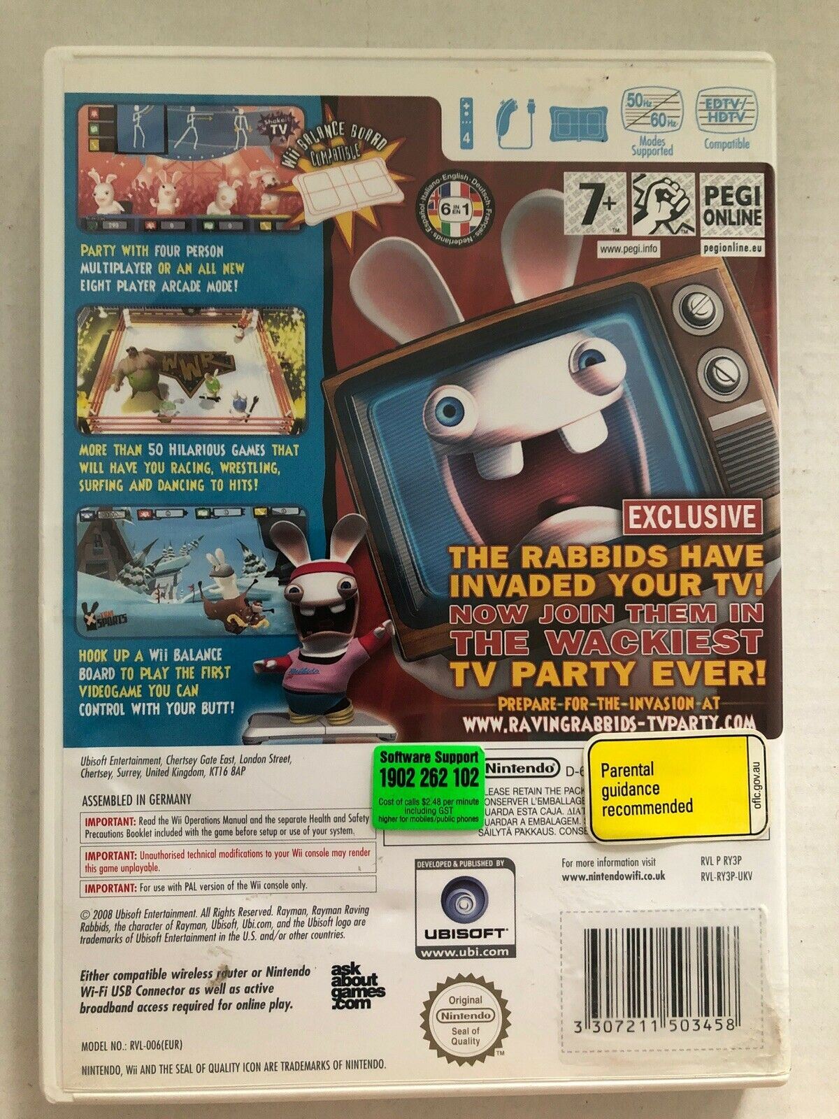 Rayman Raving Rabbids TV Party - Nintendo Wii PAL - Includes Manual