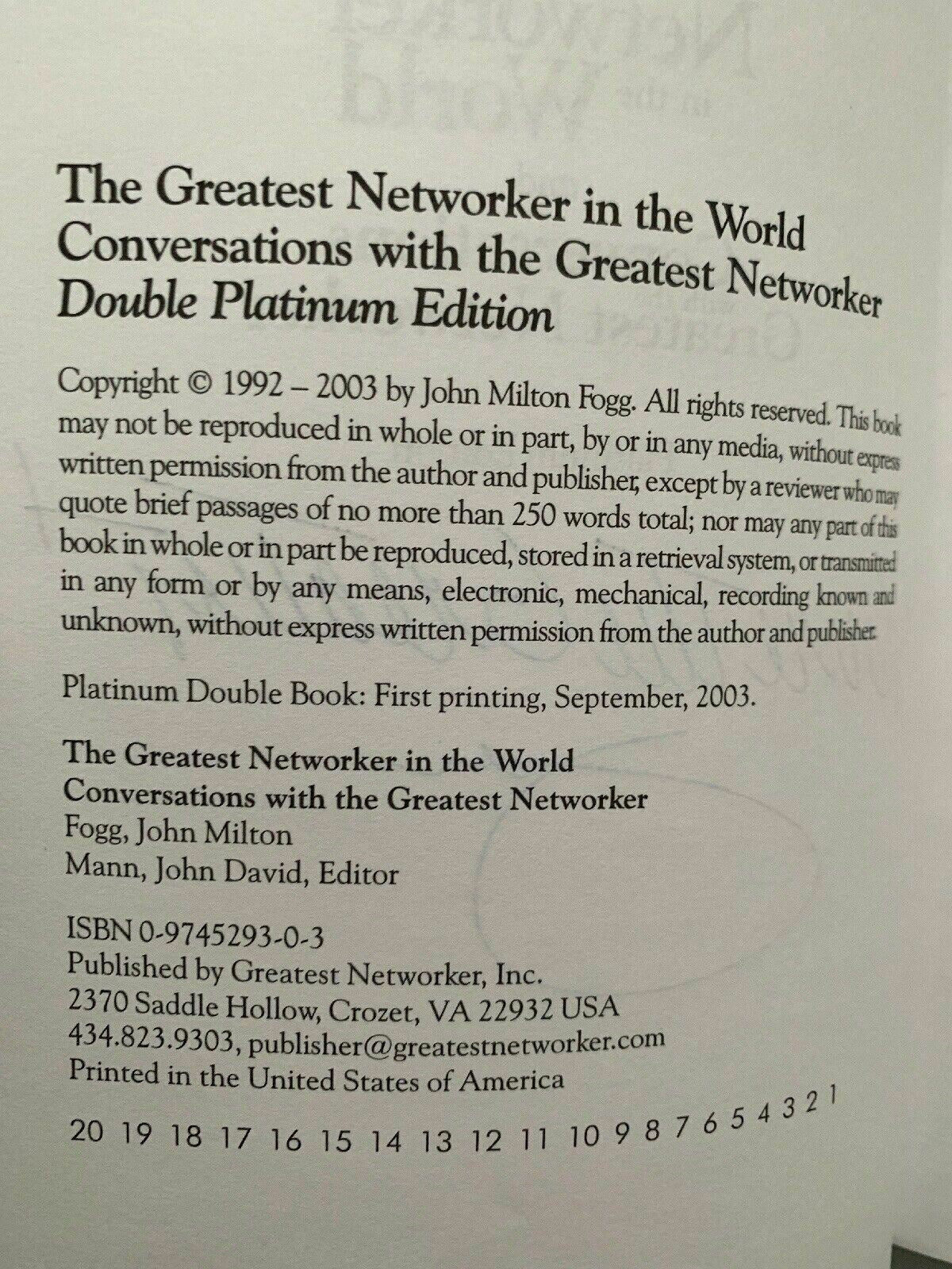 The Greatest Networker in the World by John Milton Fogg Platinum Edition Signed