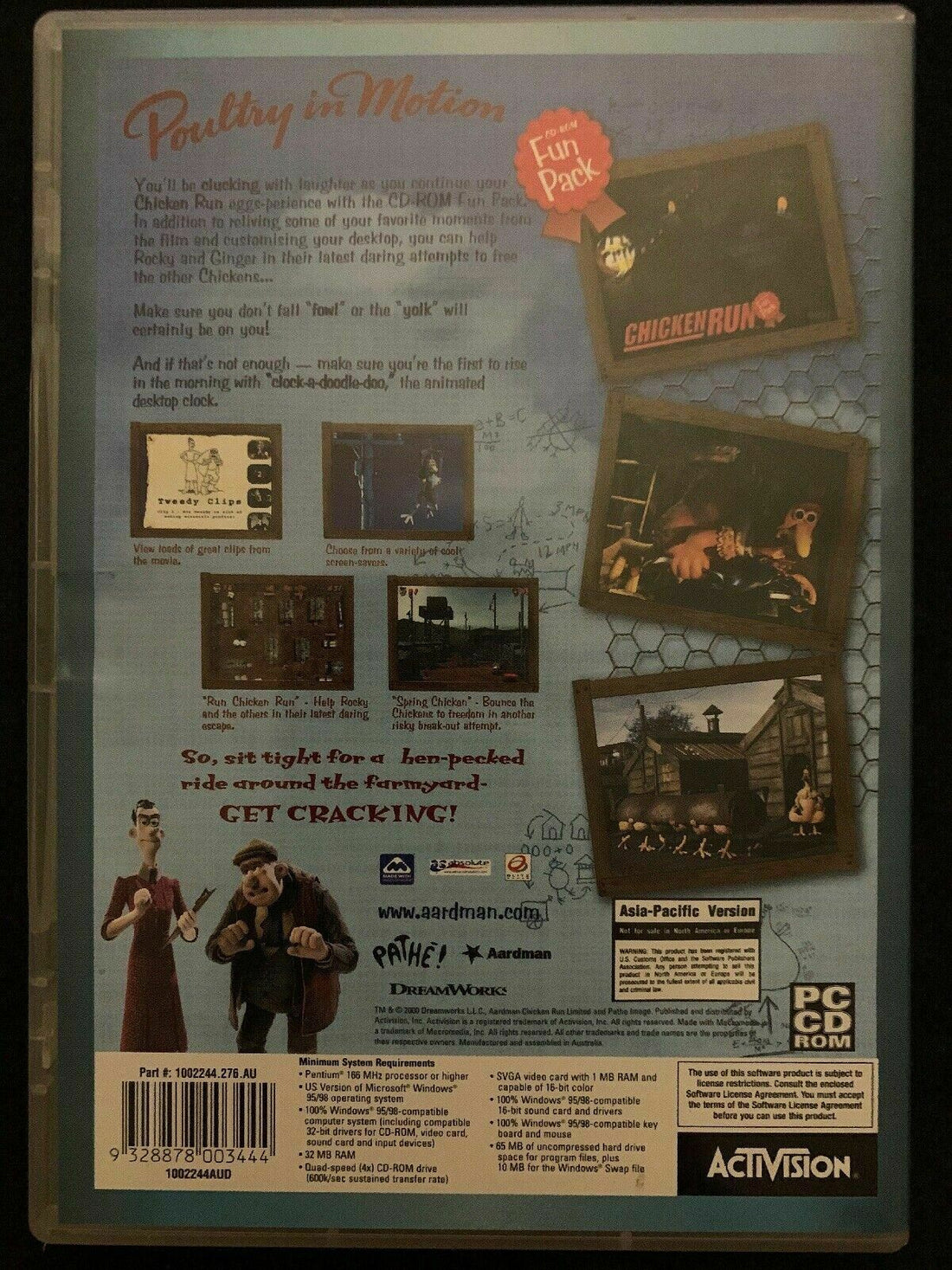 Chicken Run Fun Pack PC CDROM Video Game Retro Unit