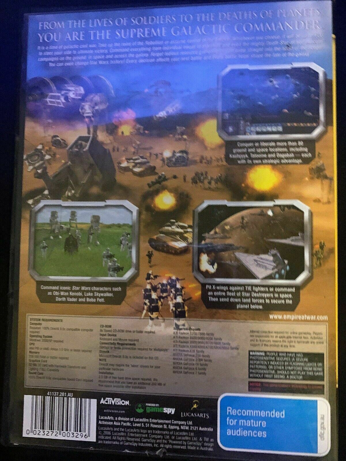 Star Wars Empire at War - Disc + Manual PC CDROM (2006) Real-time Strategy Game