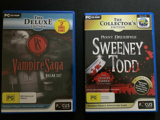 2x Hidden Object Games Vampire Saga 3: Break Out Deluxe Edition & Sweeny Todd PC
