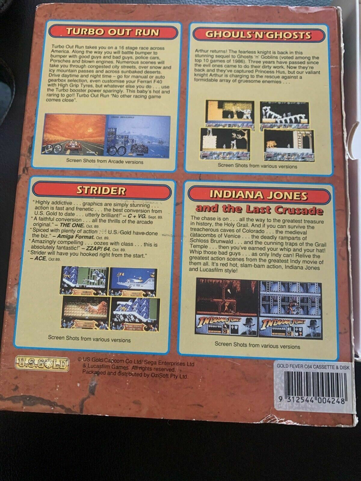 3x Commodore 64 Cassette Games: Gold Fever, Turbo Out Run & Ghouls 'n Ghosts