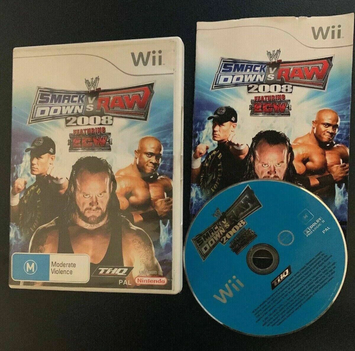 WWE SmackDown vs. Raw 2008 - Nintendo Wii PAL Game with Manual