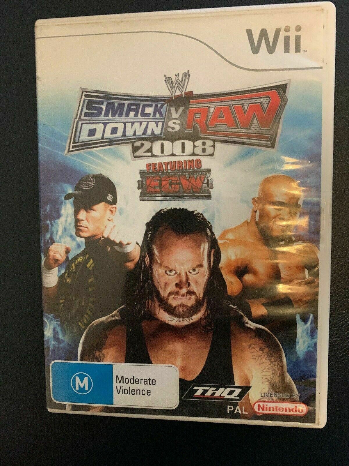 WWE SmackDown vs. Raw 2008 - Nintendo Wii PAL Game with Manual