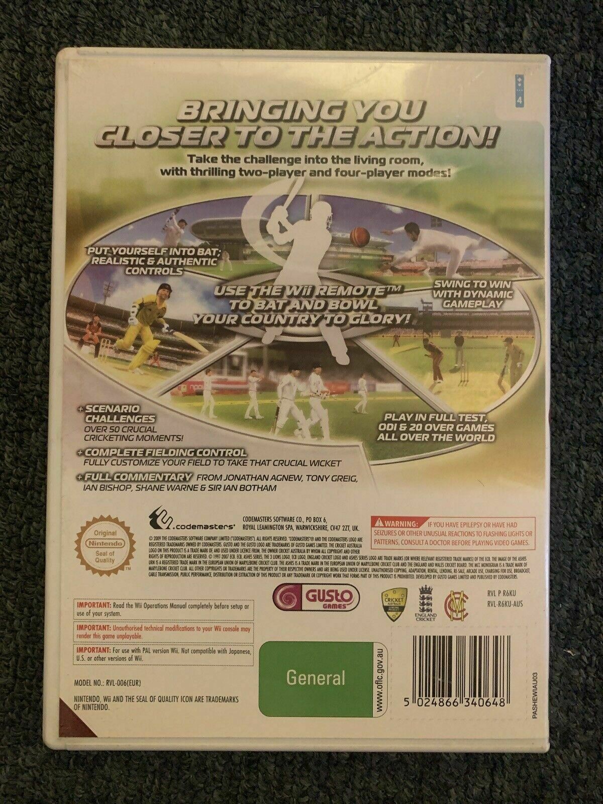 Cricket - Nintendo Wii PAL Complete with Manual