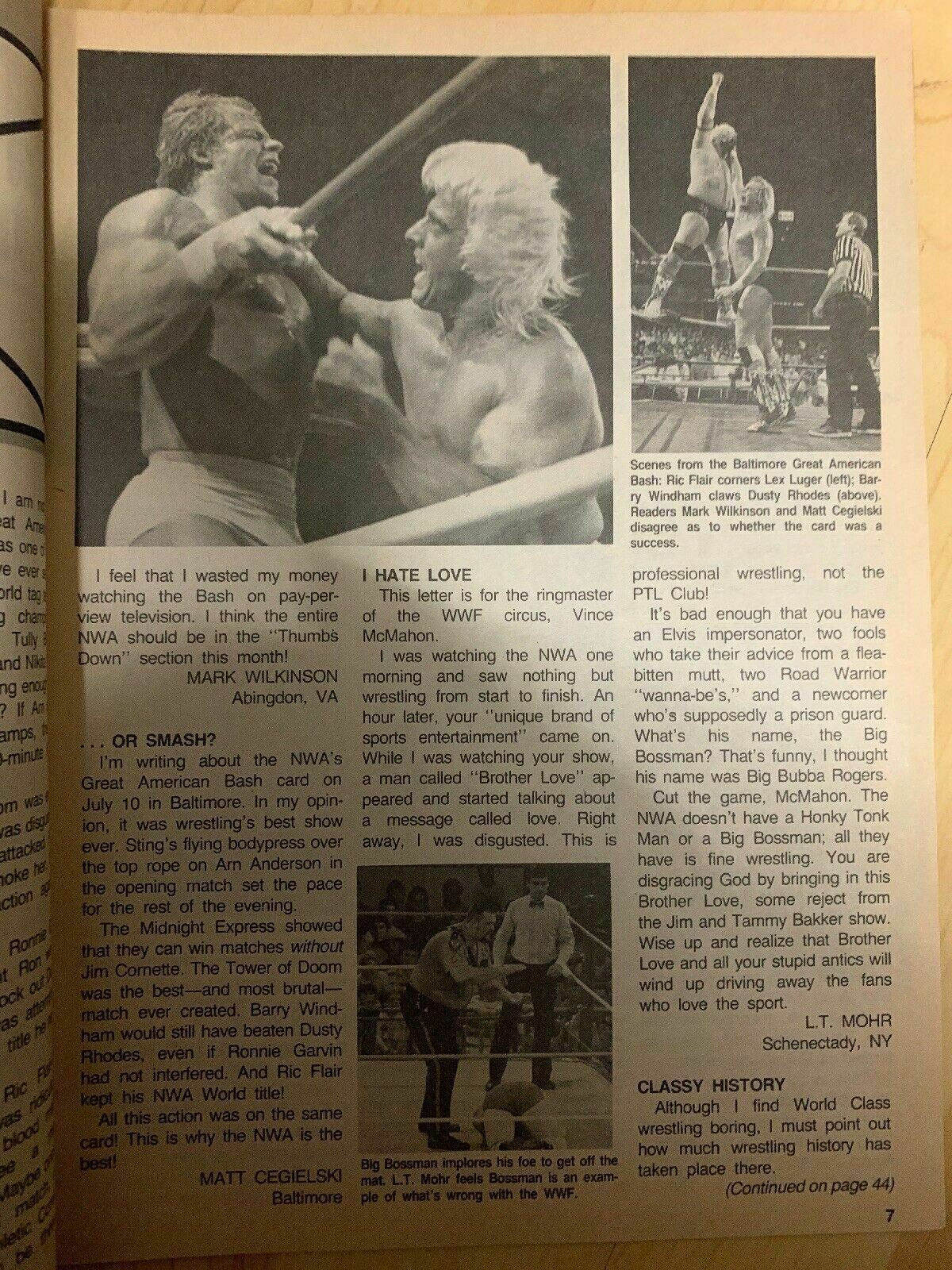 THE WRESTLER MAGAZINE Nov 1988 Lex Luger/Ted DiBiase/ Big Bosman/ Rare