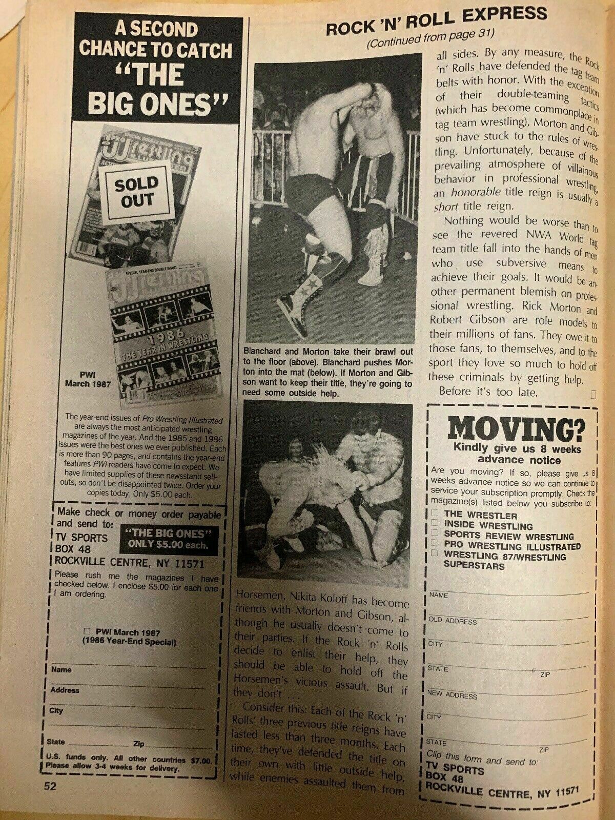 Inside Wrestling Magazine January 1988 Is Hulk Hogan Bored with the WWF Title?