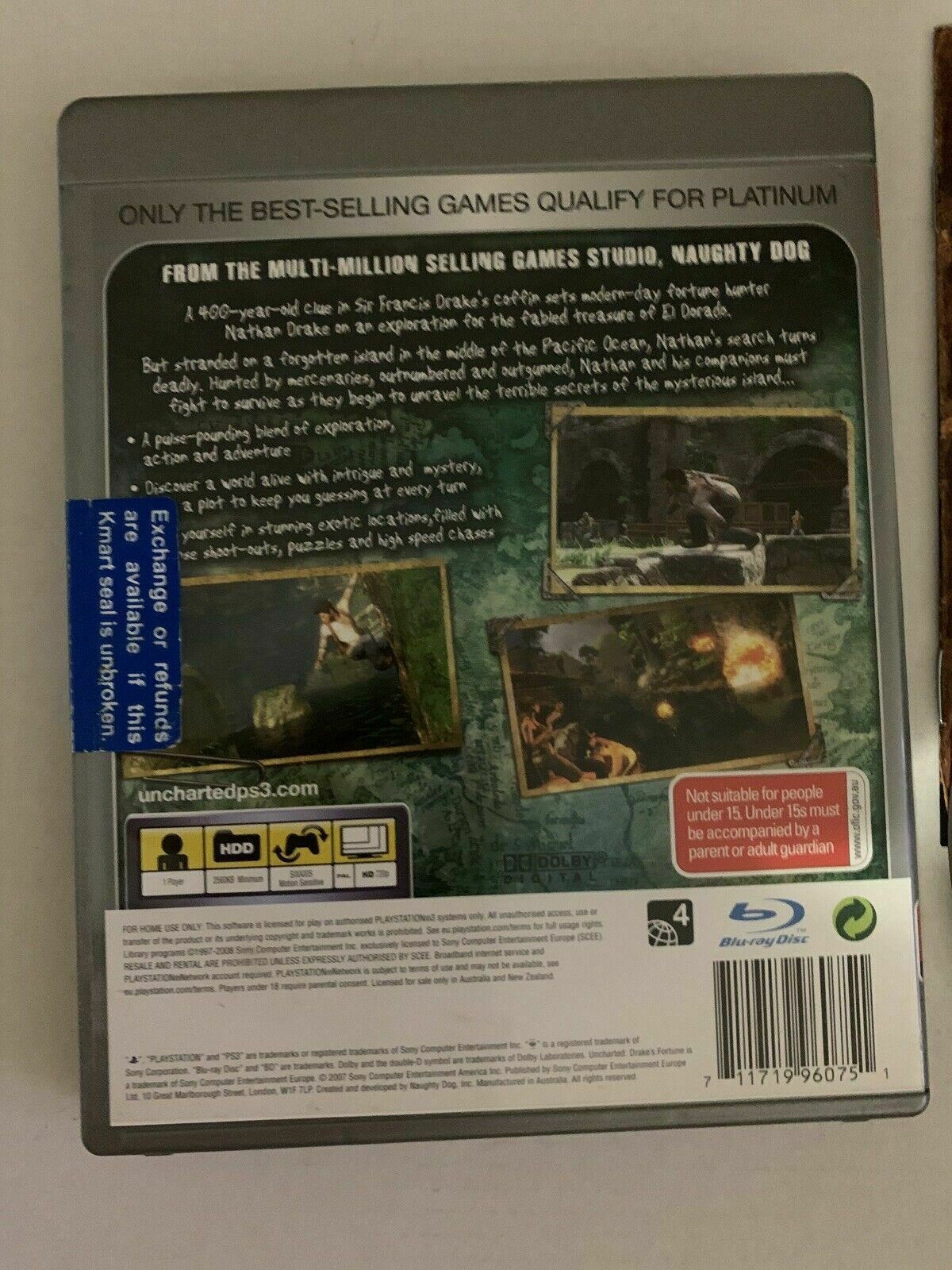 Uncharted Drake's Fortune - PlayStation 3 PS3 Game With Manual